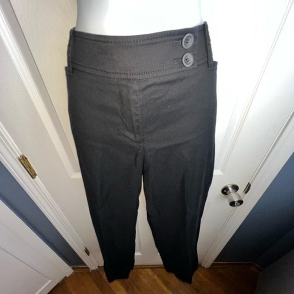 Ann Taylor LOFT Julie Womens 6 Black Cotton Crop Trouser Dress Pant Cuffed S